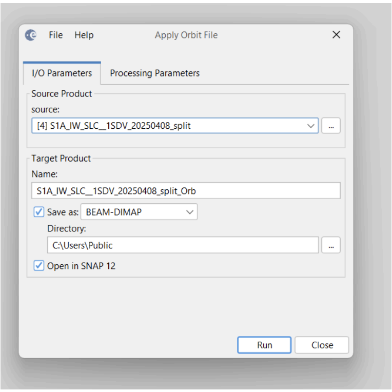 Applying Orbit File on After event Split image