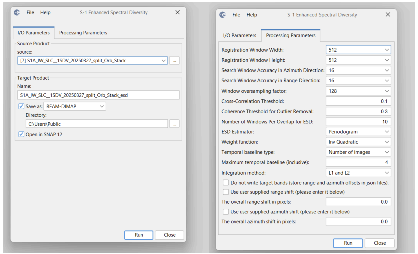 Configuring Enhanced Spectral Diversity of the stacked image file
