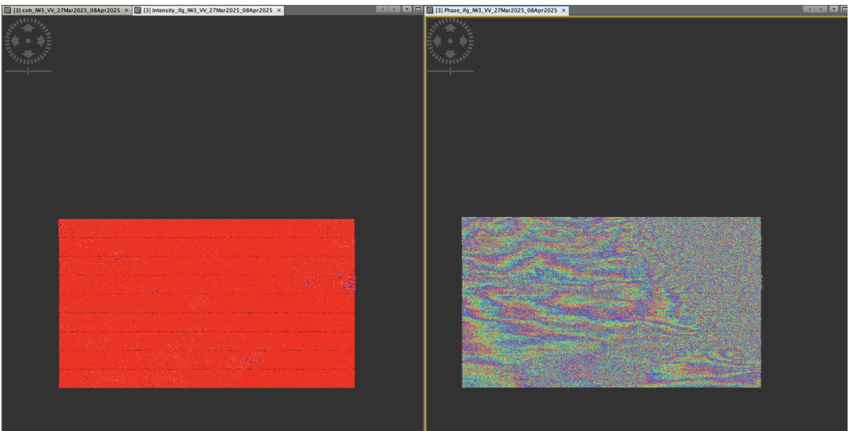 Screenshot of the generated Interferogram Phase difference and Intensity