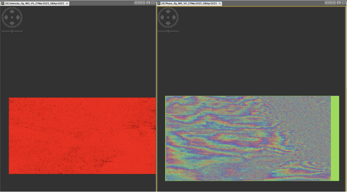 Results of the Phase difference and Intensity after the Deburst process