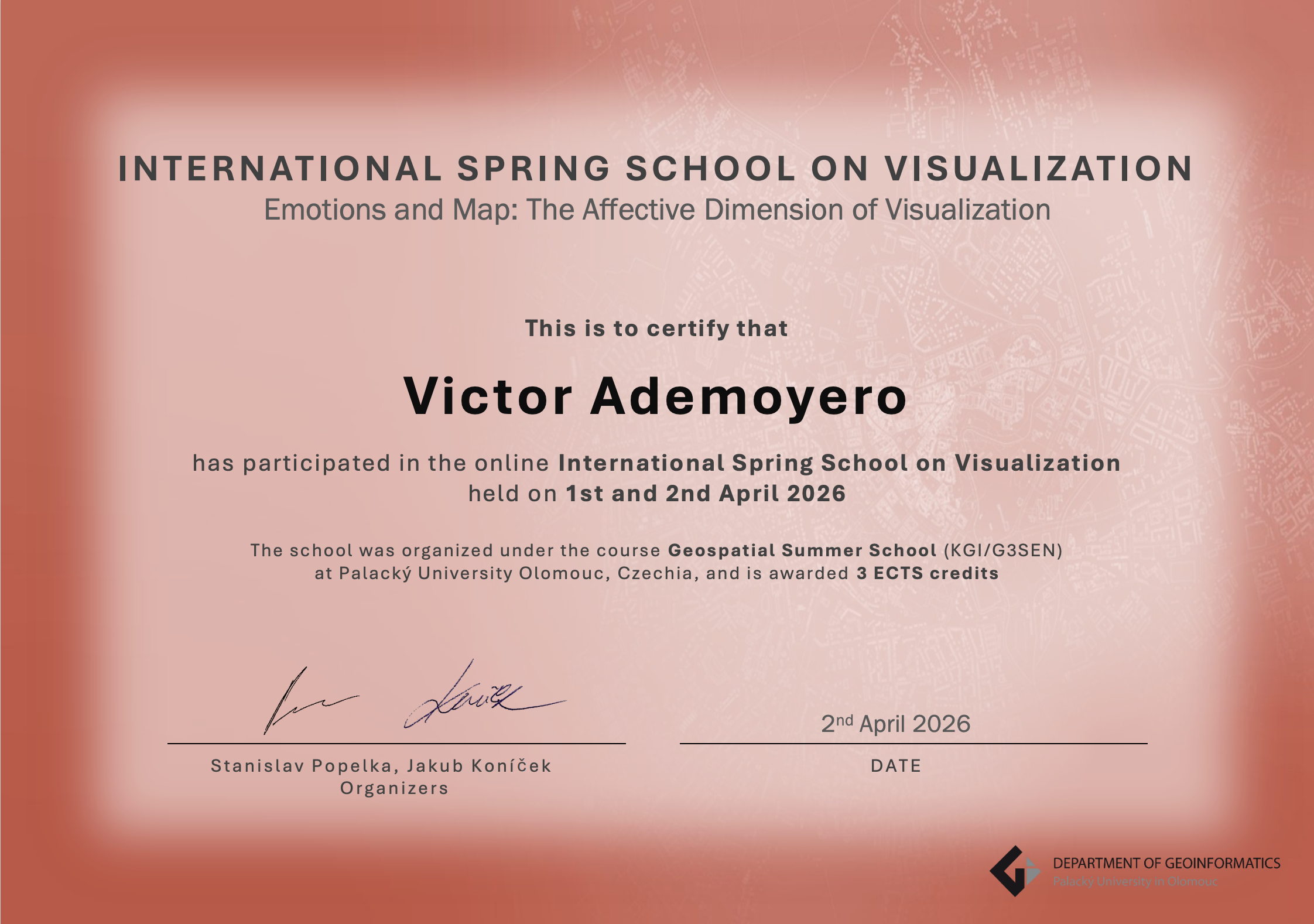 International Spring School on Visualization Certificate