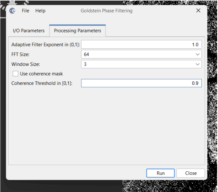 Applying the Goldstein phase filtering of coherence threshold of 0.9