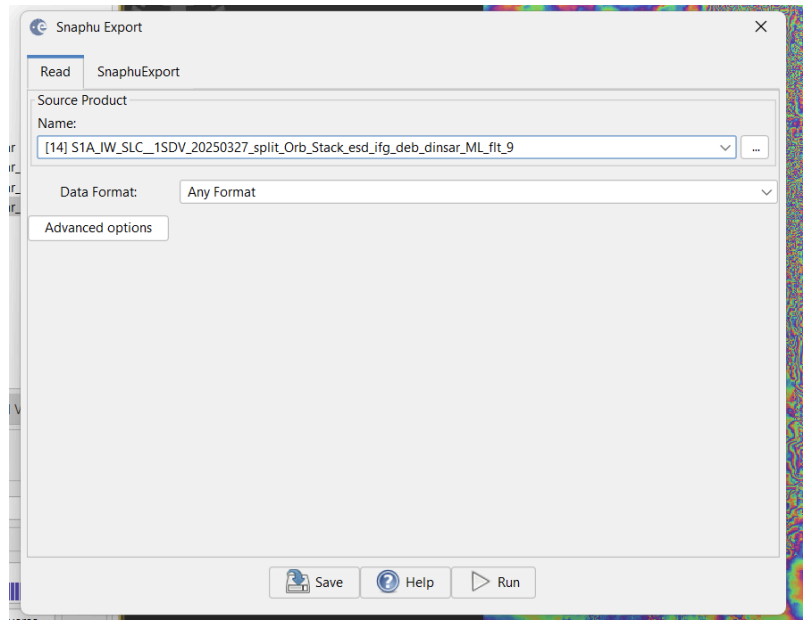 Selected the Goldstein Phase filtered result for Snaphu export