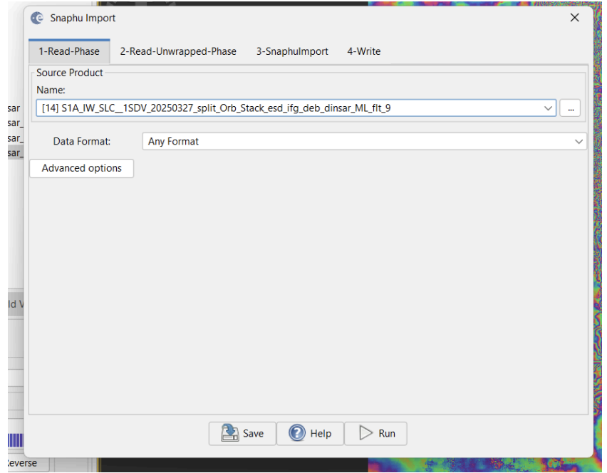 Selected the Original interferogram phase (Wrapped Phase)