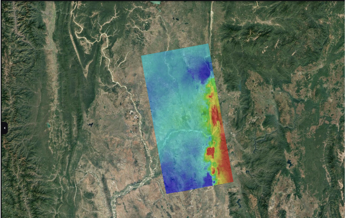 Visualization of the displacement map on Google Earth Pro