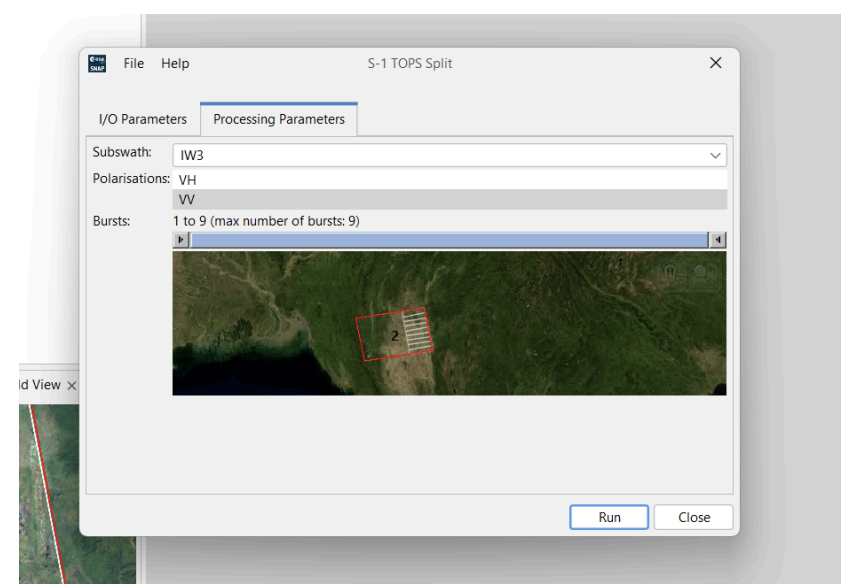 Parameters selection to perform Split
